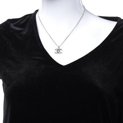 Chanel Enamel CC Necklace Silver Black 2 of 4