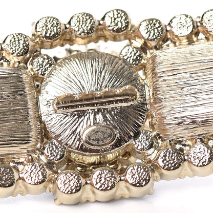 Chanel Pearl Crystal Resin Dazzling Domino CC Barrette Gold Black 3 of 3