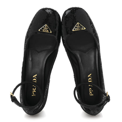Prada Sequin Triangle Pumps 37.5 Black 2 of 11