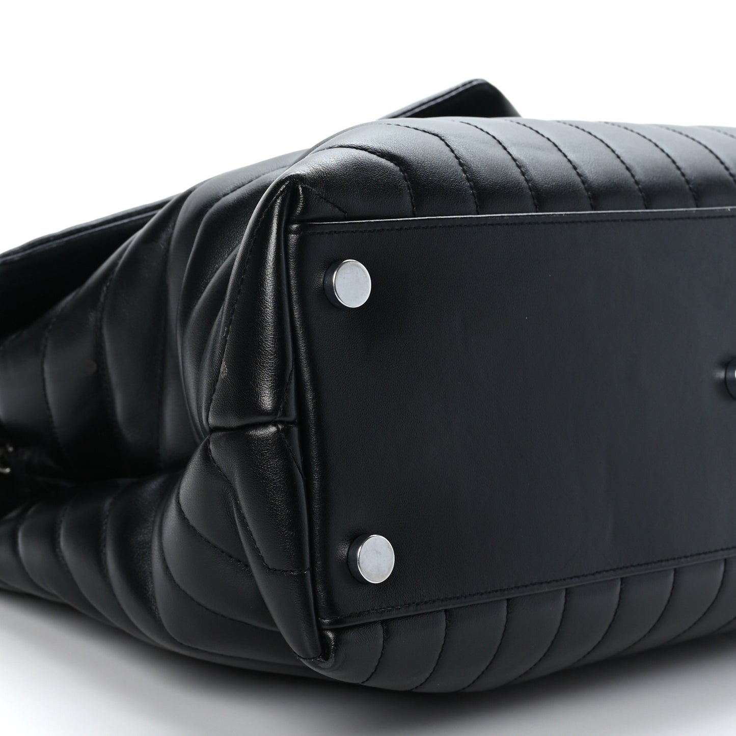 Calfskin Y Quilted Monogram Large Loulou Chain Satchel Black