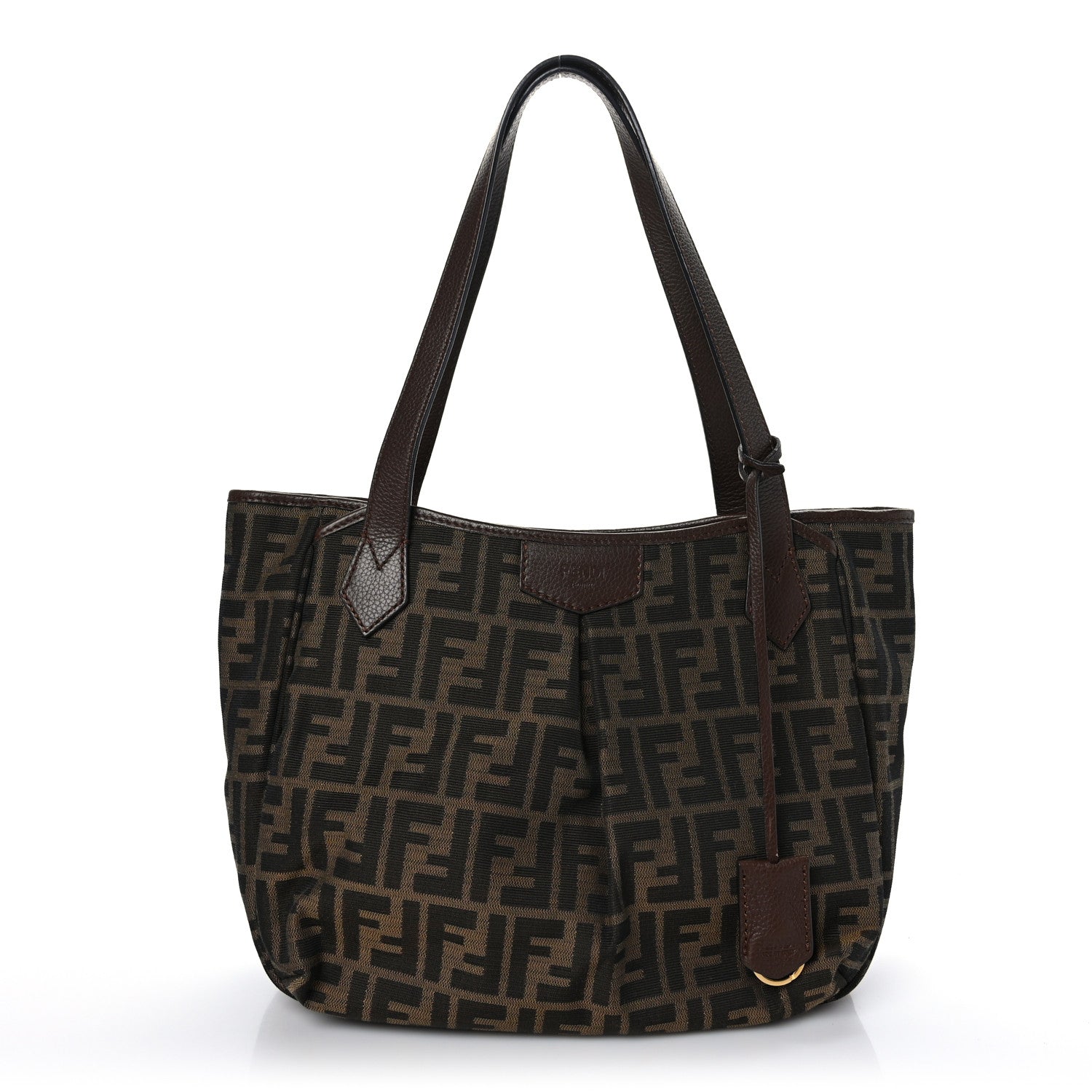 Fendi Zucca Vitello Artic Medium Shopping Tote Tobacco Castagna 1 of 9