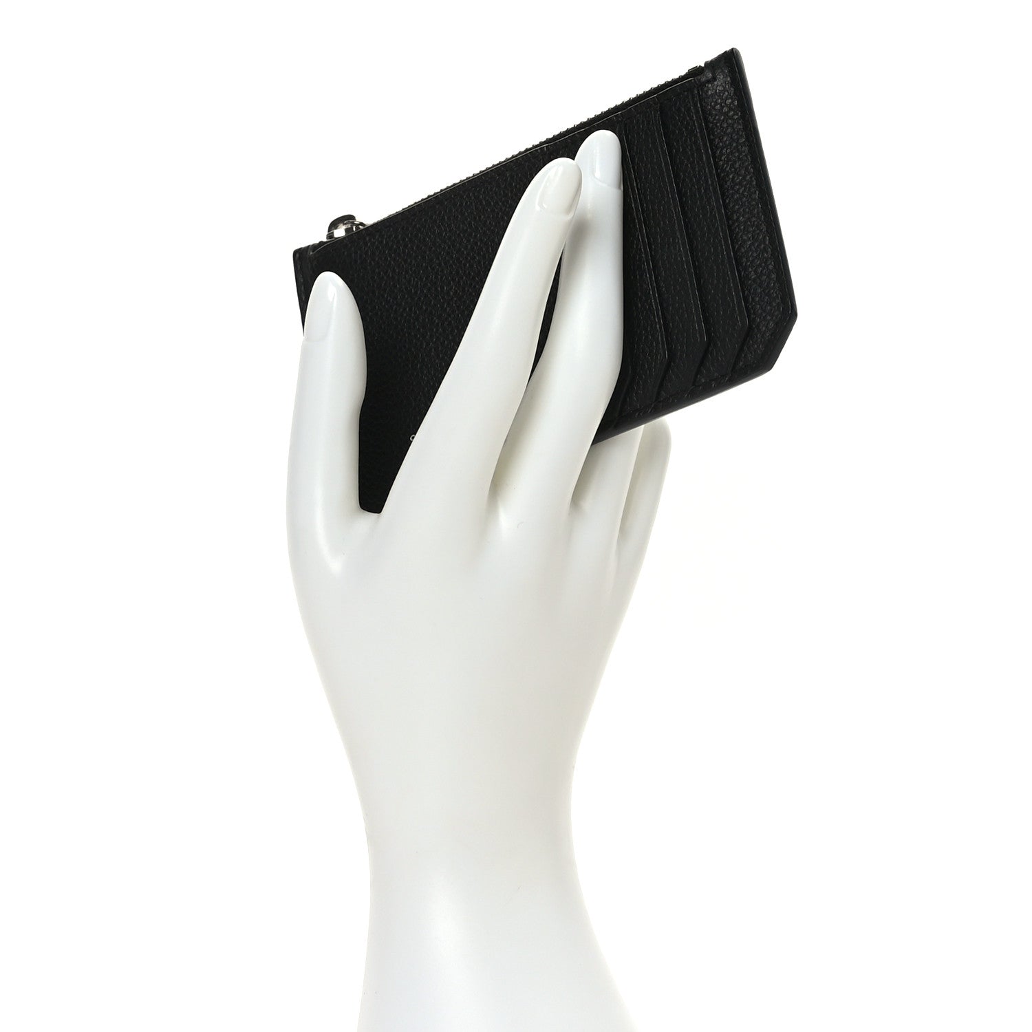 Saint Laurent Grained Calfskin 5 Fragments Zip Pouch Card Holder Black 2 of 6