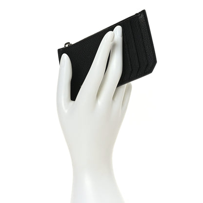 Saint Laurent Grained Calfskin 5 Fragments Zip Pouch Card Holder Black 2 of 6