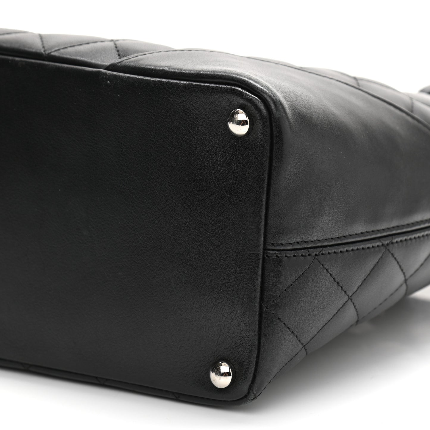 Calfskin Quilted Medium Cambon Tote Black White