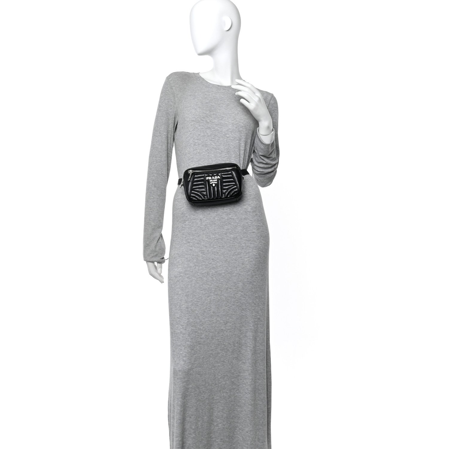 Prada Soft Calfskin Diagramme Belt Bag Black 2 of 10