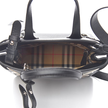 Burberry Grainy Calfskin House Check Grommet Baby Banner Tote Black 5 of 11