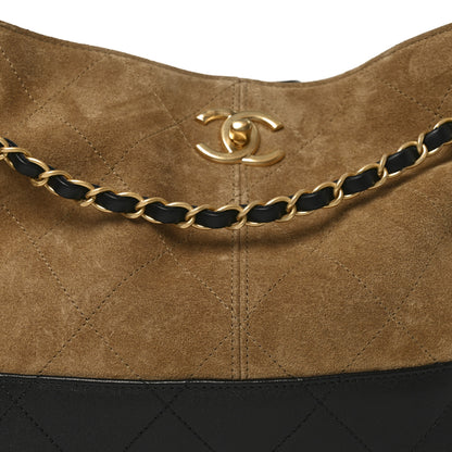 Chanel Suede Calfskin Shiny Lambskin Quilted Small Coco Base Shopping Bag Beige Black 9 of 11