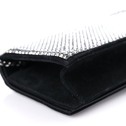 Chanel Crystal Suede Chain Evening Clutch Black Silver 9 of 17