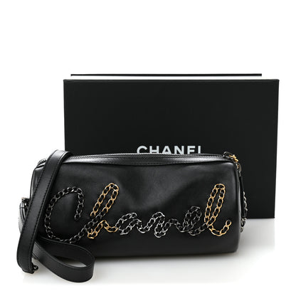 Chanel Calfskin Chain 20s Signature Bowling Bag Black 11 of 11