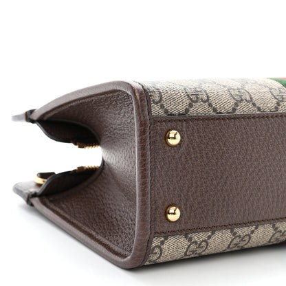 Gucci GG Supreme Monogram Textured Dollar Calfskin Web Small Ophidia Slip Handle Tote Beige Ebony New Acero 9 of 11