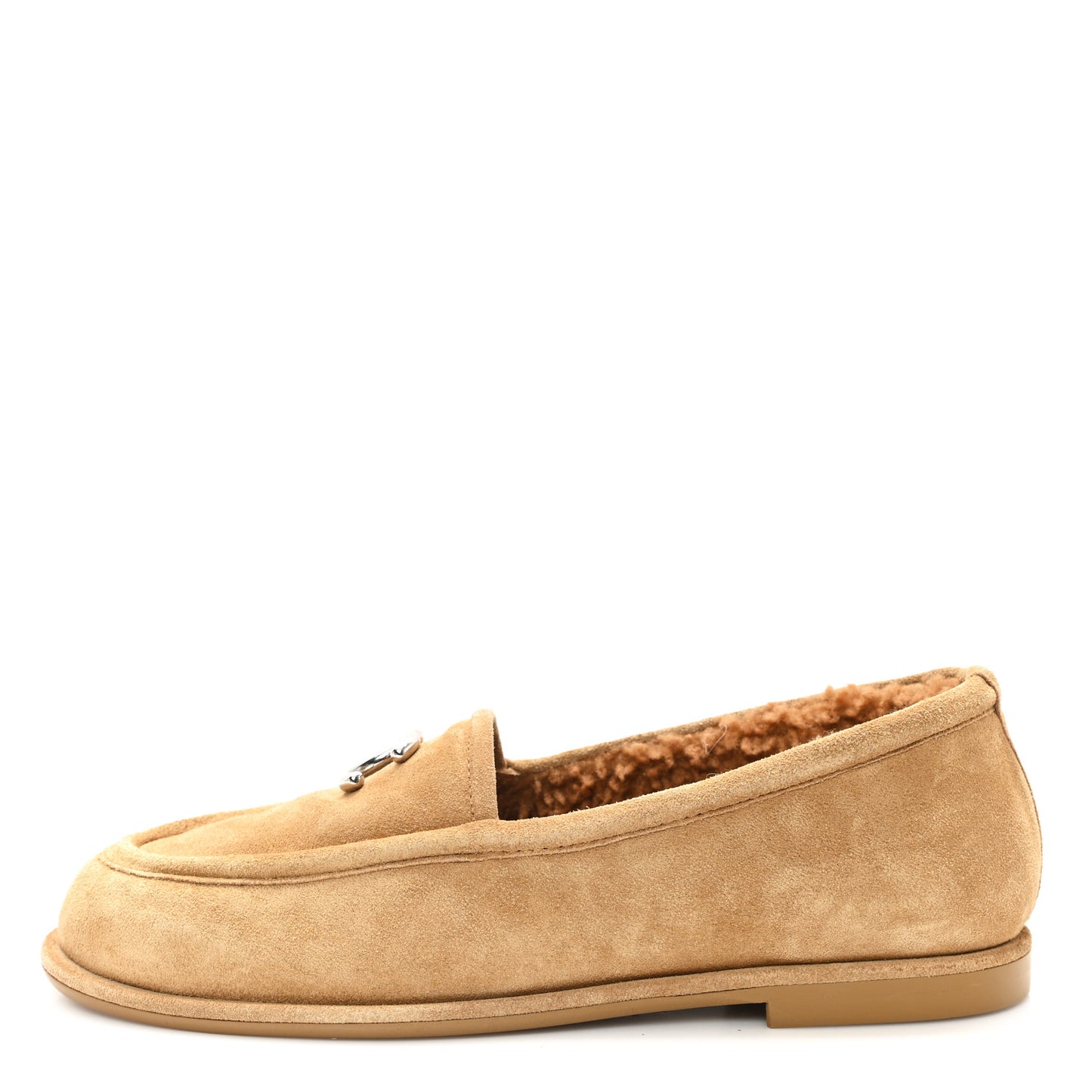 Suede Calfskin CC Loafers 37 Dark Beige