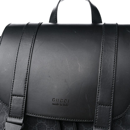 Gucci Soft GG Supreme Monogram Calfskin Web Double Buckle Backpack Black 18 of 19