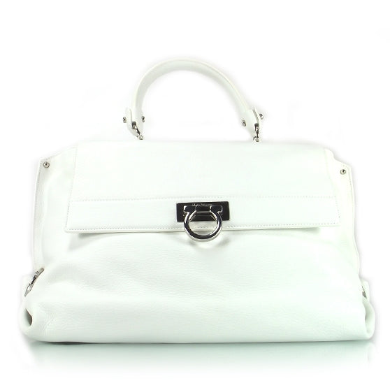 SALVATOREFERRAGAMOLeatherLargeSofiaWhite