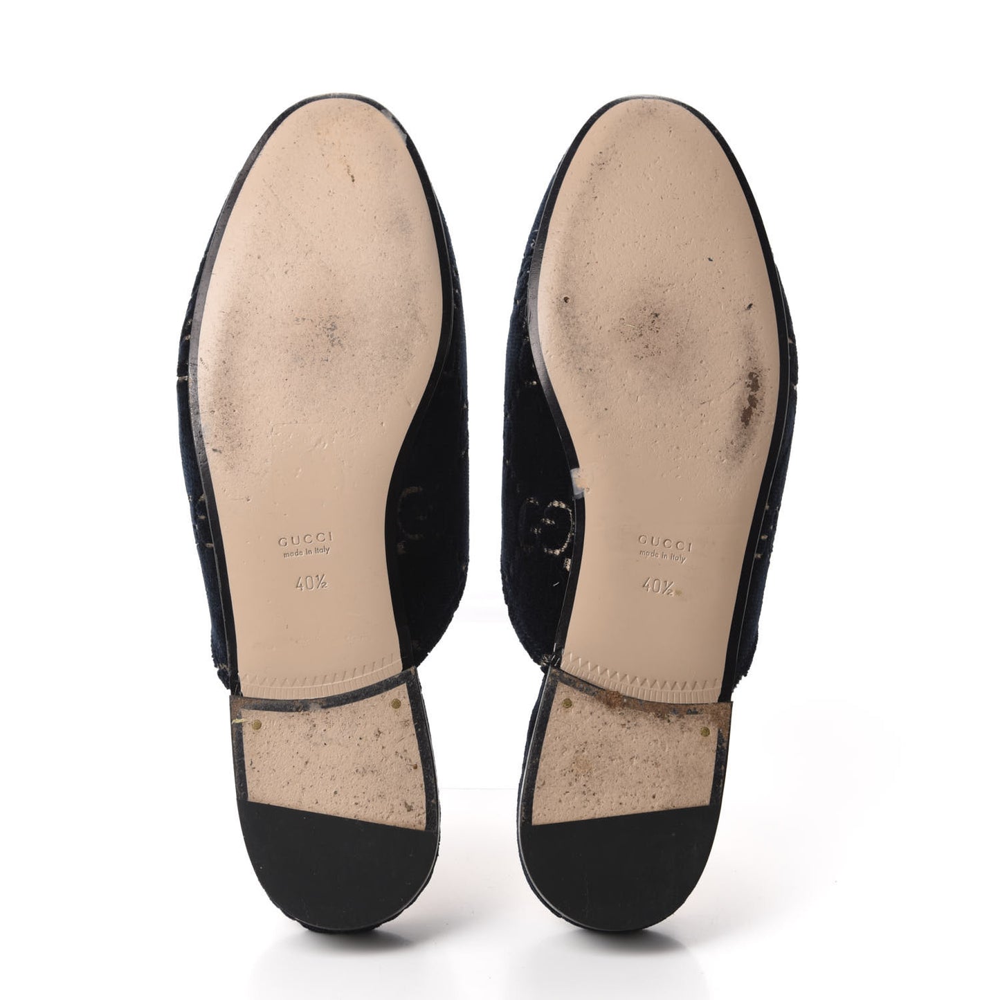 Velvet GG Monogram Womens Princetown Slippers 40.5 Blue Beige