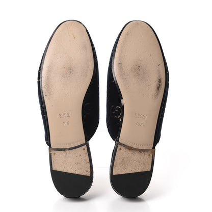 Gucci Velvet GG Monogram Womens Princetown Slippers 40.5 Blue Beige 6 of 9