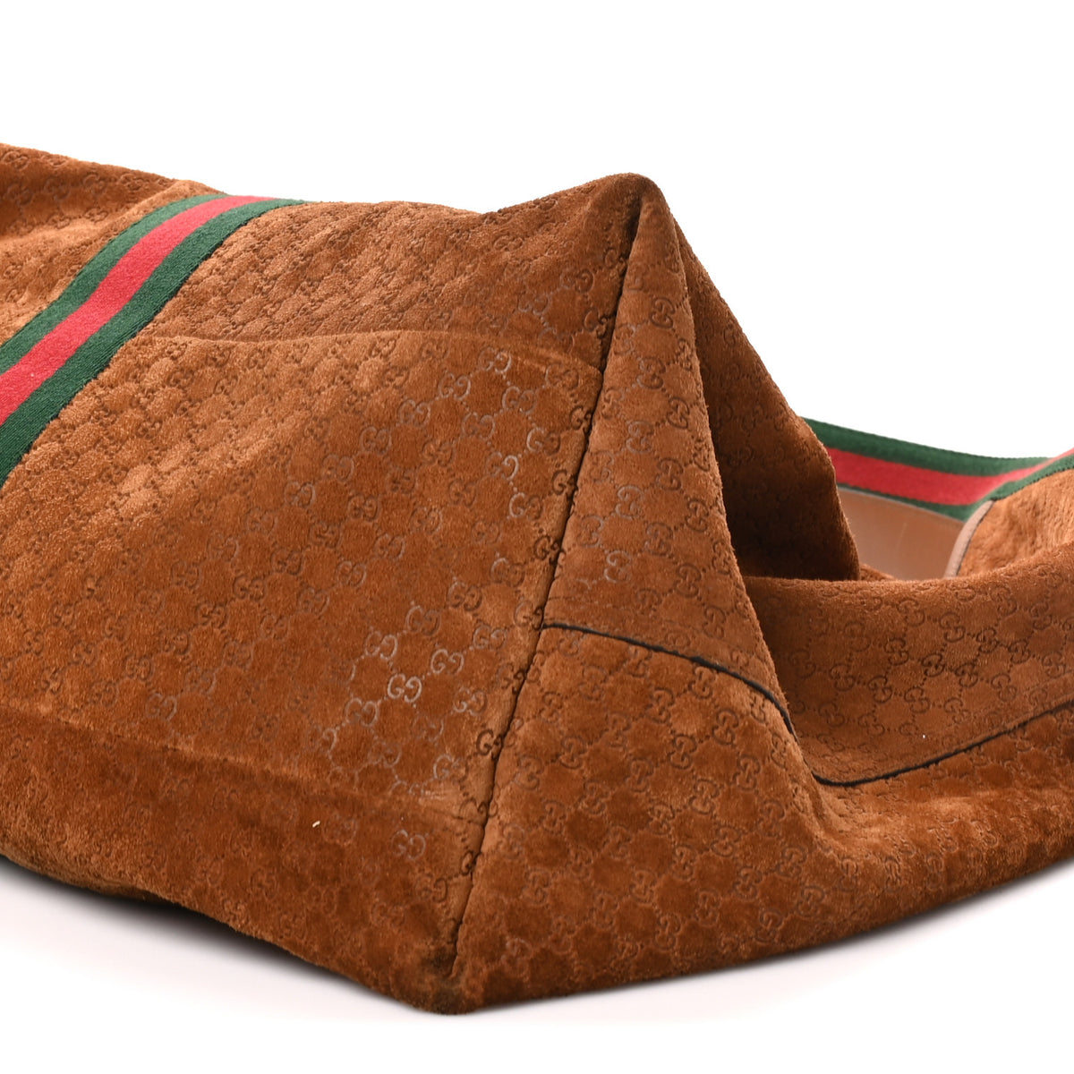 Gucci Suede GG Monogram Web Large Giglio Tote Brown 10 of 10