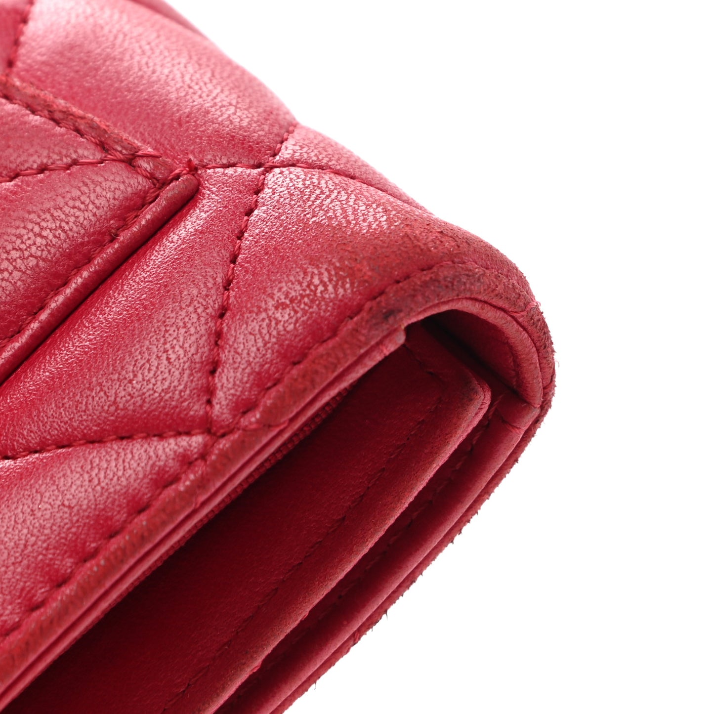 Lambskin Quilted Large Gusset Flap Wallet Fuchsia
