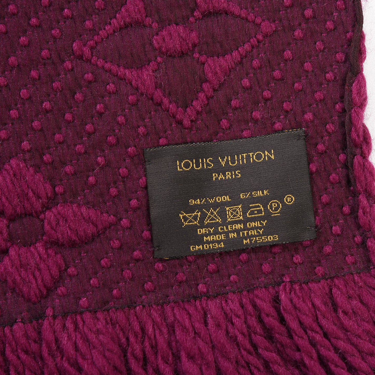 Wool Silk Logomania Scarf Cherry