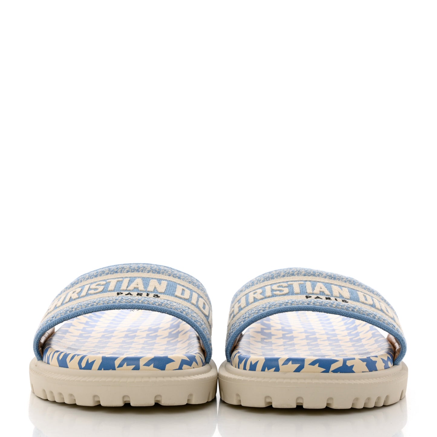 Micro PDP Cotton Houndstooth Embroidered Dway 10mm Slide Sandals 40 Cornflower