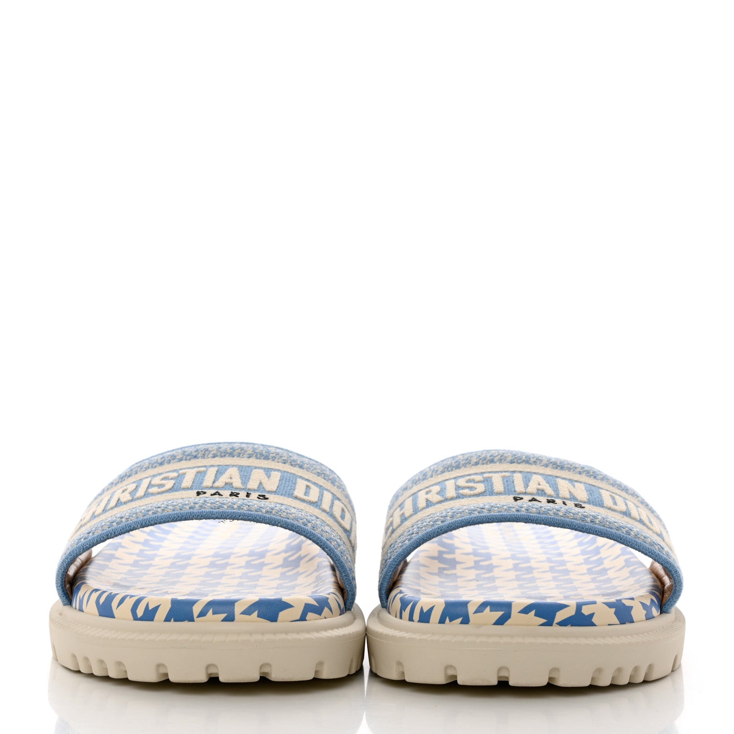 Christian Dior Micro PDP Cotton Houndstooth Embroidered Dway 10mm Slide Sandals 40 Cornflower 2 of 8