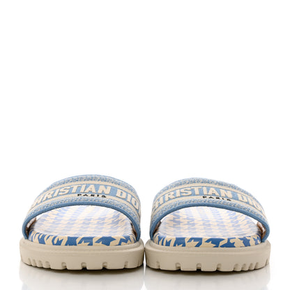 Christian Dior Micro PDP Cotton Houndstooth Embroidered Dway 10mm Slide Sandals 40 Cornflower 2 of 8