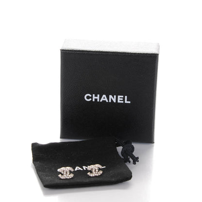 Chanel Crystal Timeless CC Earrings Silver 4 of 5