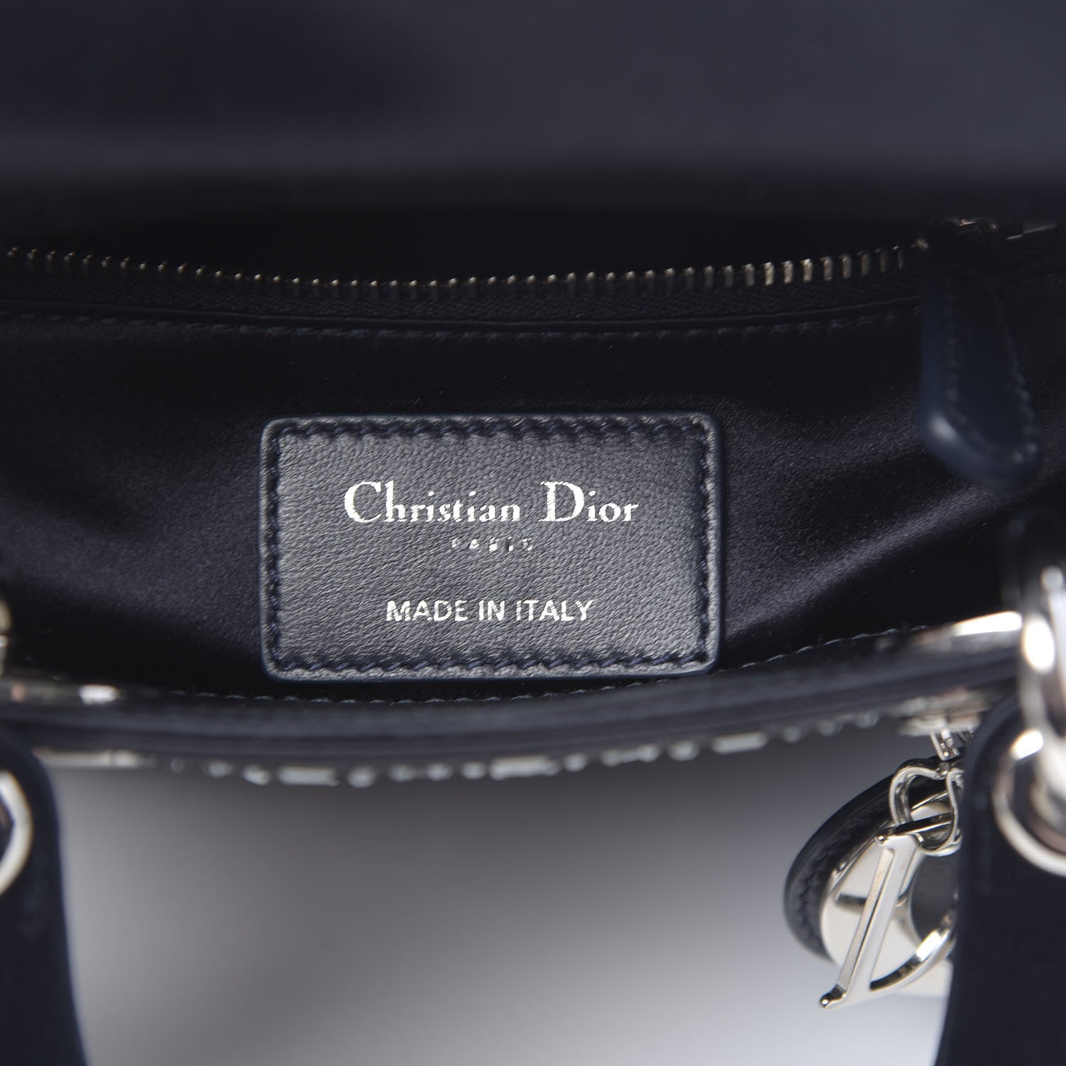 Christian Dior Satin Crystal Cannage Mini Lady Dior Navy 6 of 10