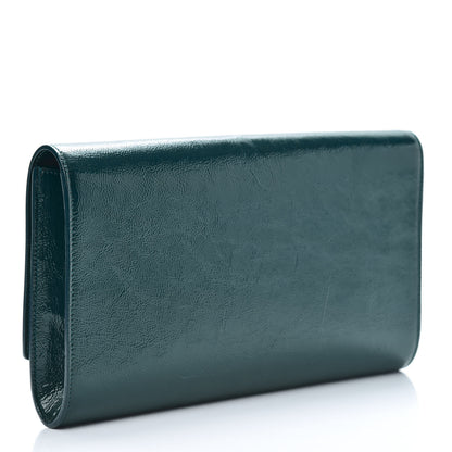Saint Laurent Textured Patent Monogram Large Belle De Jour Clutch Green 3 of 7