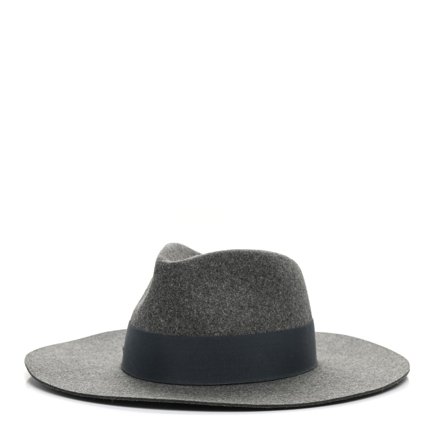 Hermes Rabbit Felt Lacquered Palladium Faubourg Hat Charbon 1 of 8
