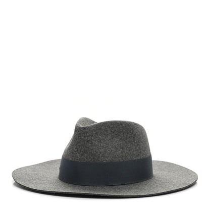 Hermes Rabbit Felt Lacquered Palladium Faubourg Hat Charbon 1 of 8