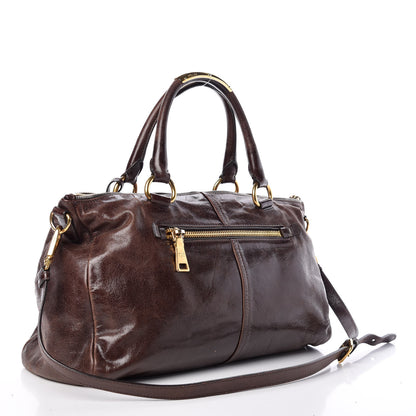 Prada Vitello Shine Shopping Satchel Brown 3 of 23