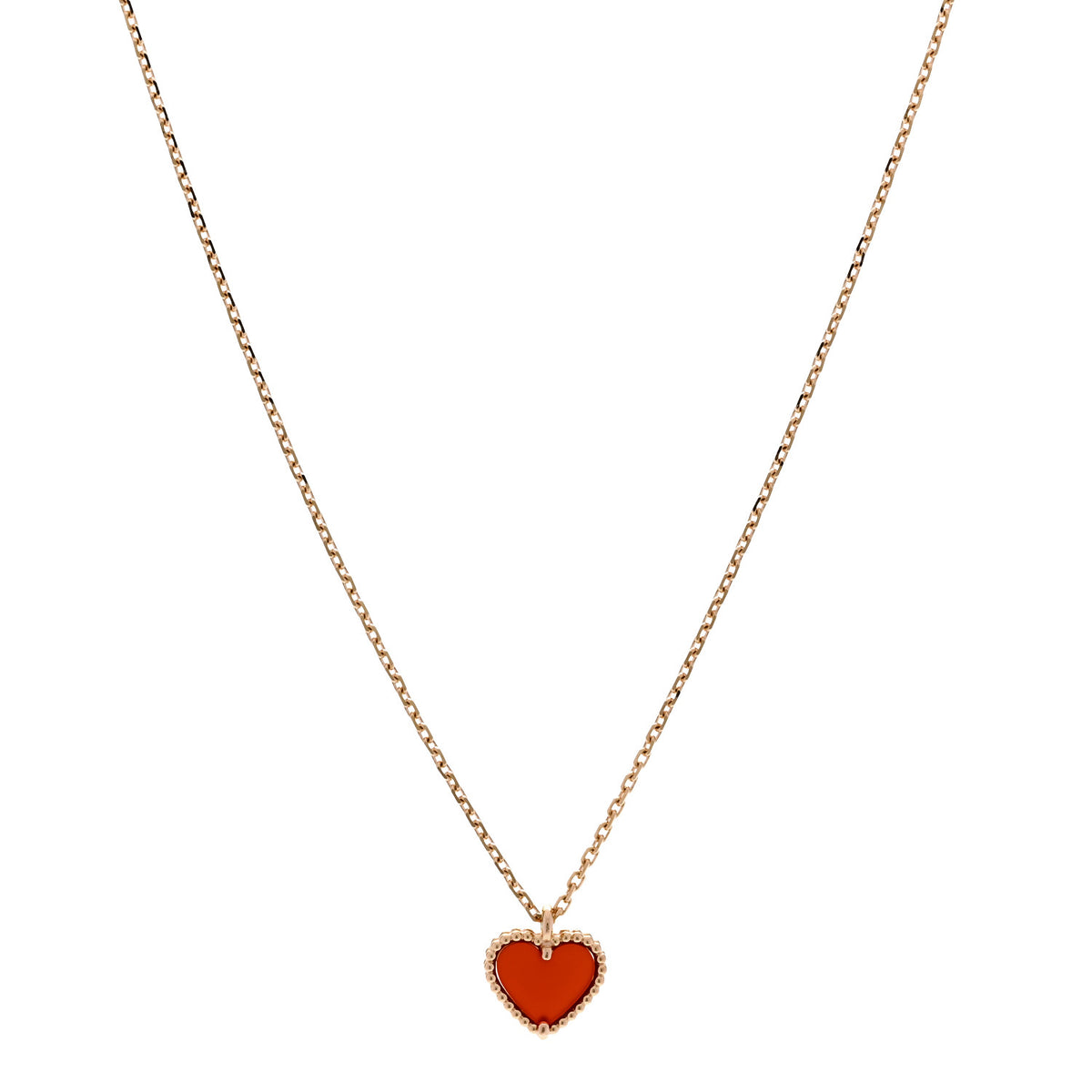 18k Rose Gold Carnelian Sweet Alhambra Heart Pendant Necklace