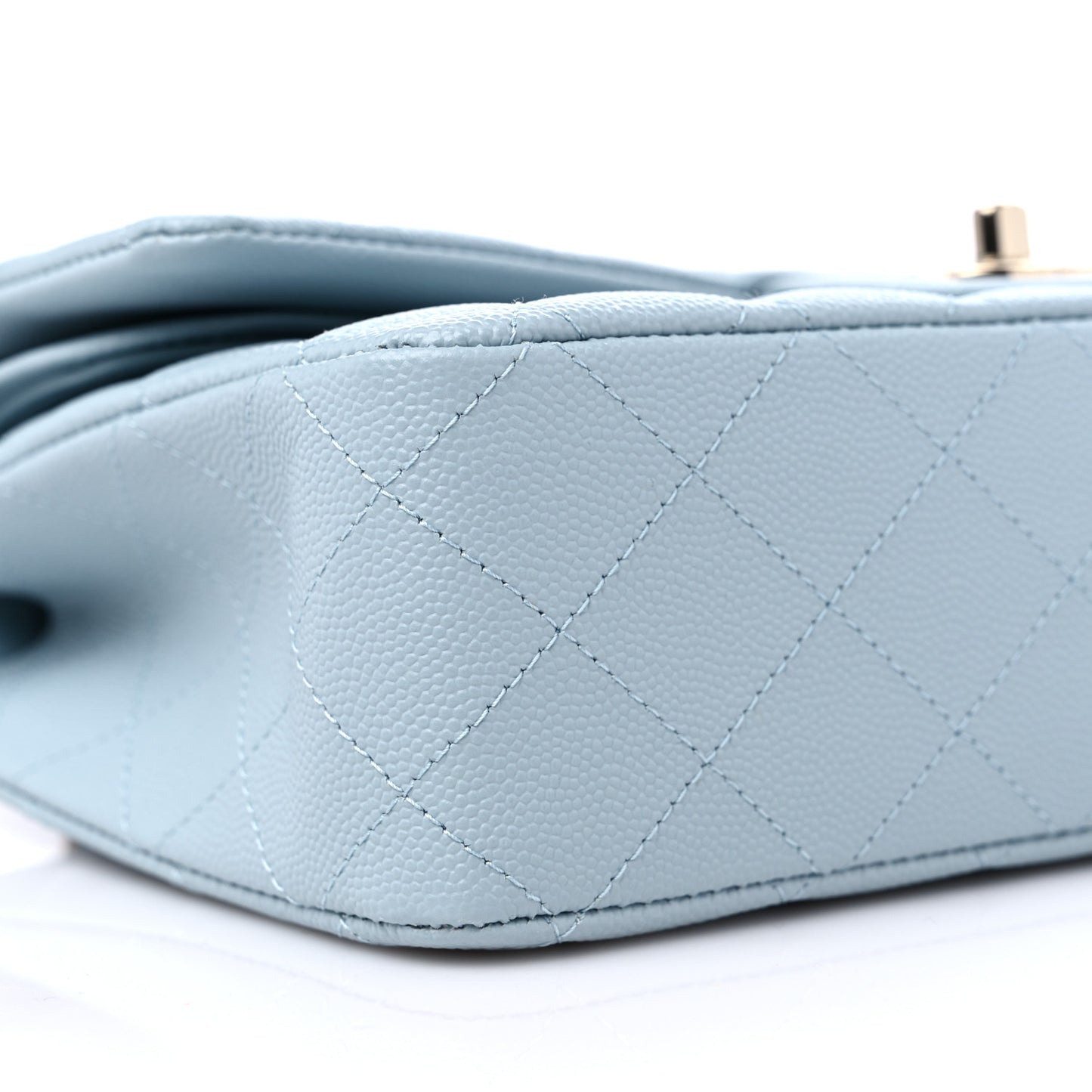 Caviar Quilted Medium Double Flap Light Blue