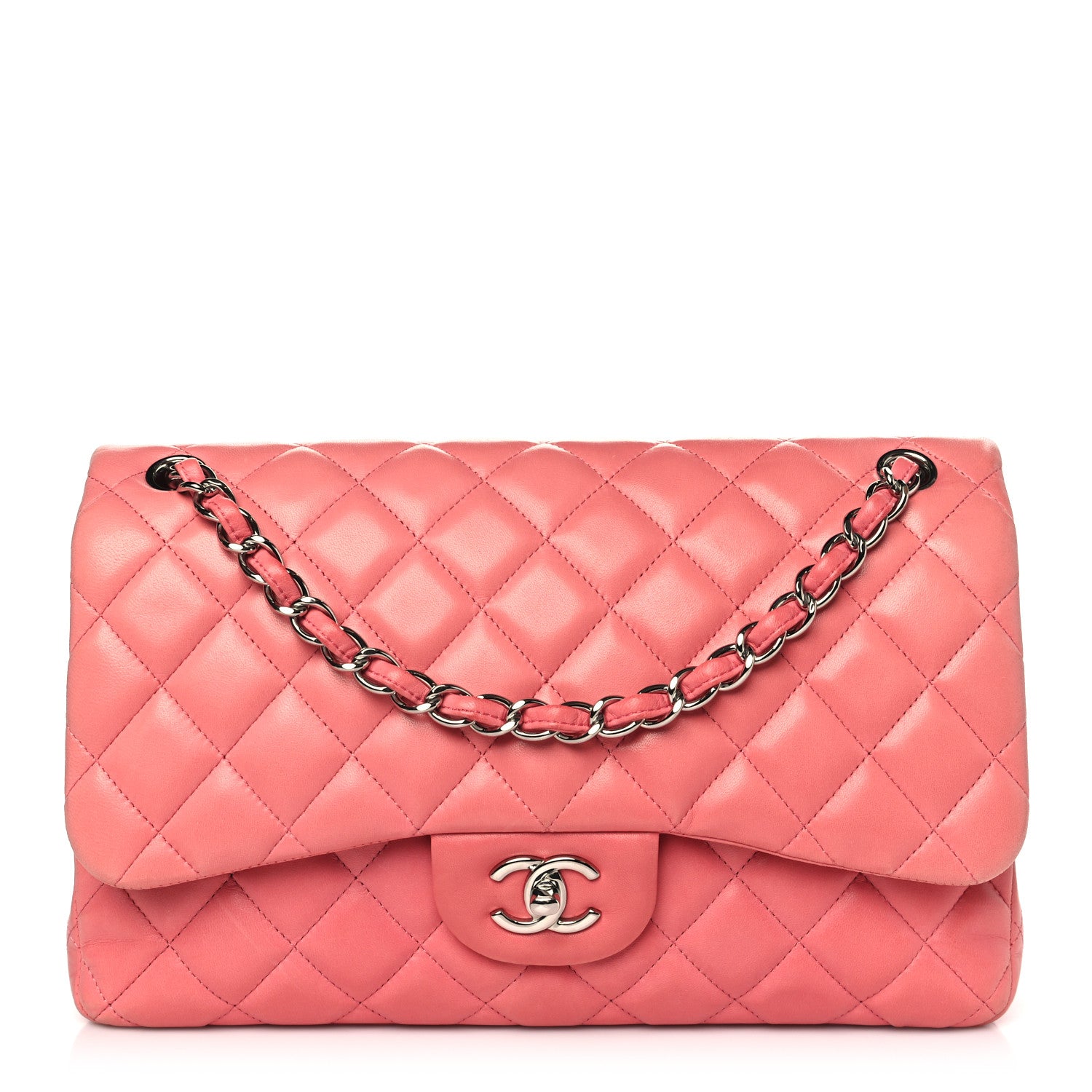 Chanel Lambskin Quilted Jumbo Double Flap Pink 1 of 10