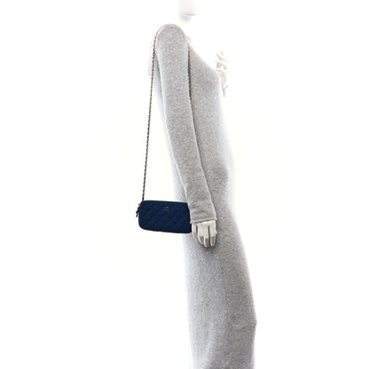 Chanel Jersey Quilted Small Clutch With Chain Navy 2 of 12