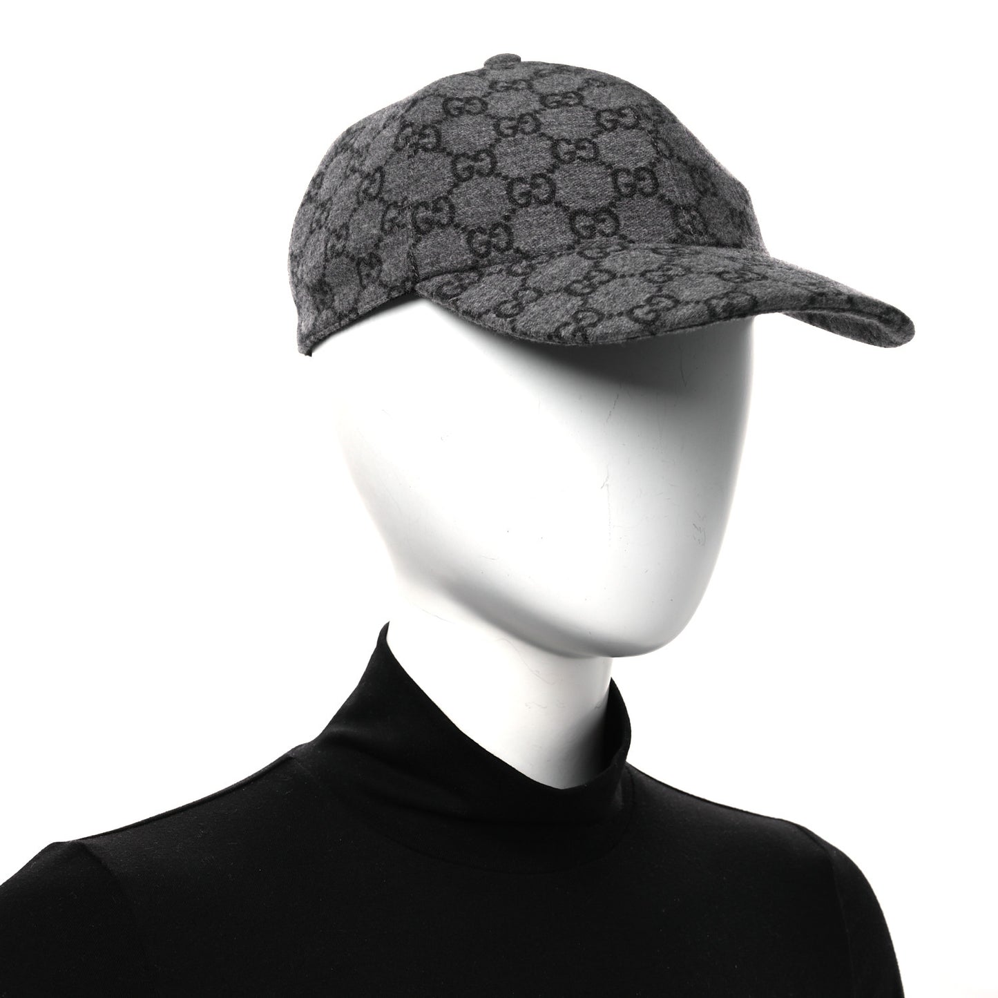 Covered Wool GG Monogram Baseball Hat L Grey Dark Grey Black