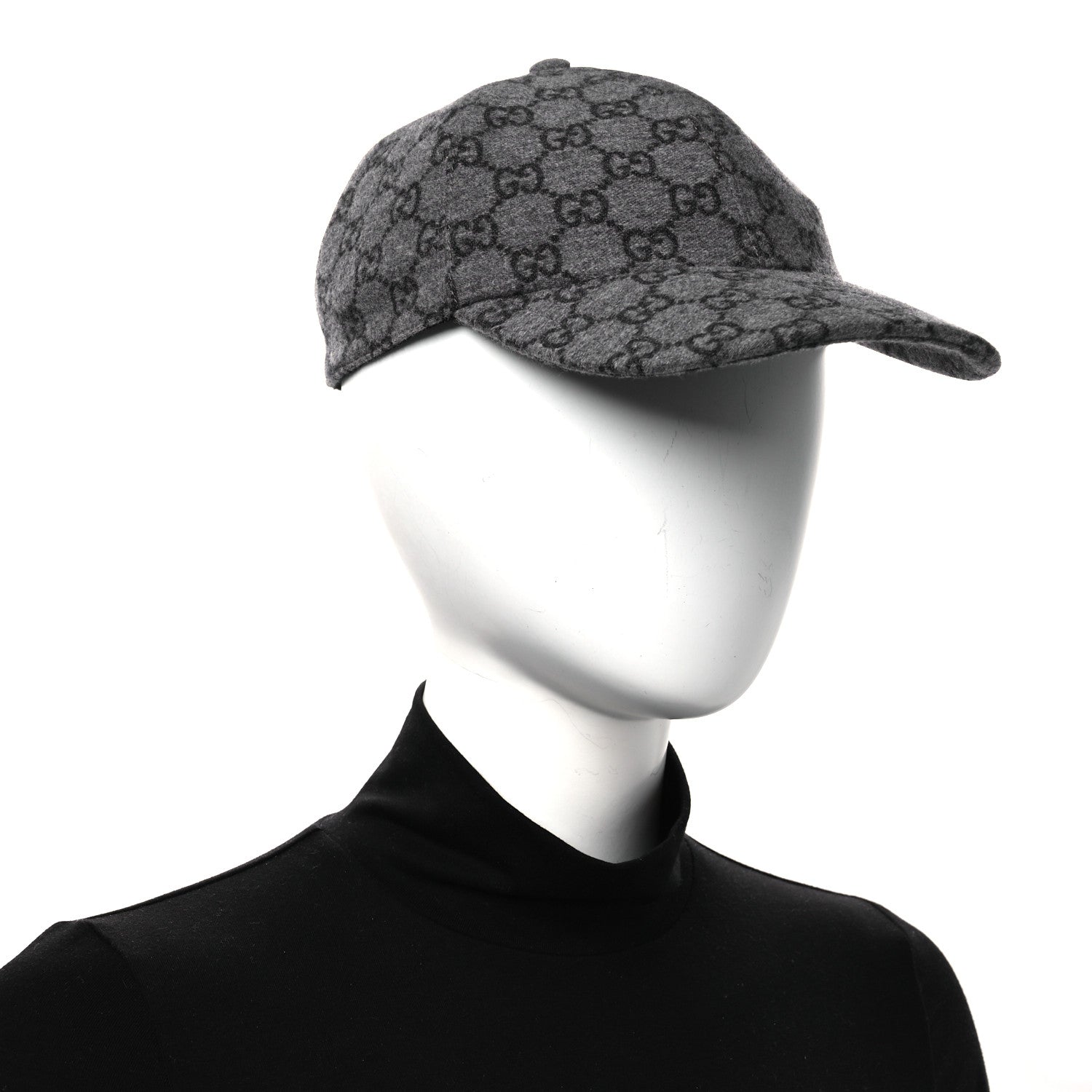 Gucci Covered Wool GG Monogram Baseball Hat L Grey Dark Grey Black 2 of 10