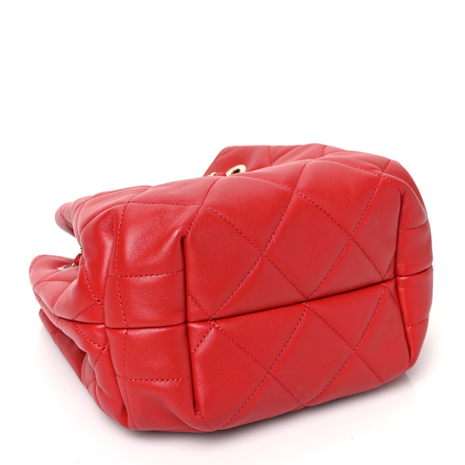 Chanel Lambskin Quilted CC Dweller Drawstring Bucket Bag Red 4 of 12