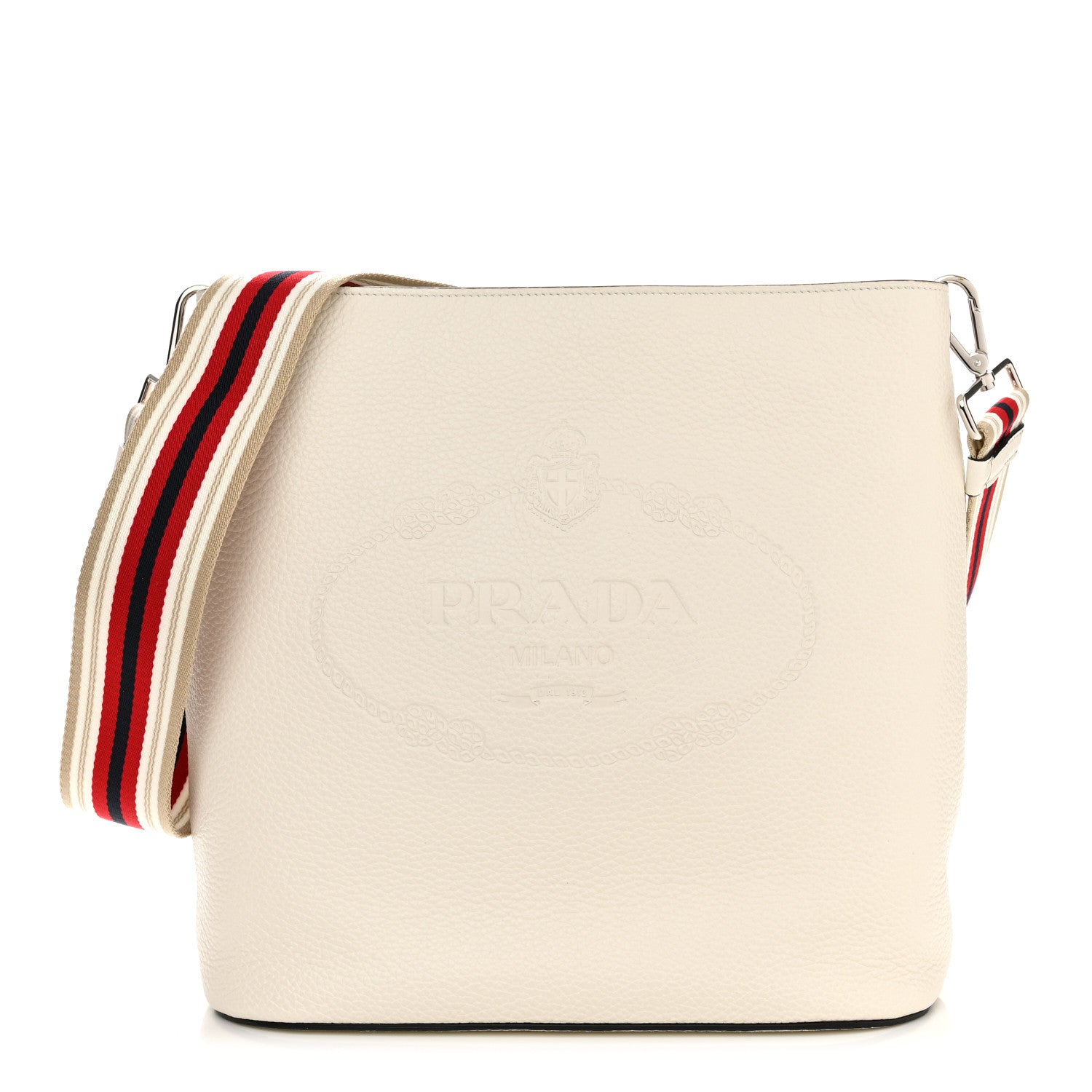 Prada Vitello Phenix Logo Hobo White 1 of 11