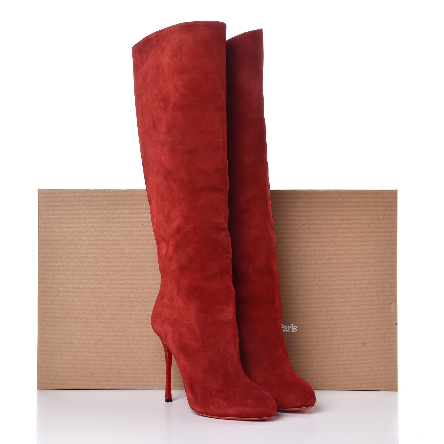 Christian Louboutin Veau Velours Vitish 100 Boots 42 Carmin 12 of 12