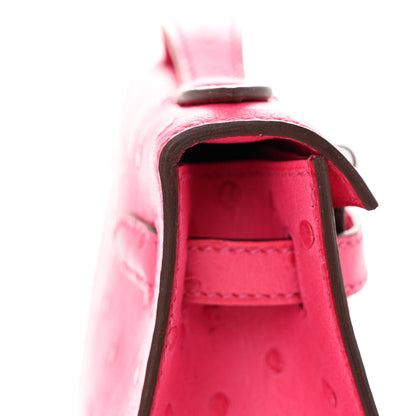 Hermes Ostrich Kelly Pochette Clutch Rose Tyrien 12 of 13