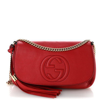 Gucci Pebbled Calfskin Medium Soho Flap Crossbody Tabasco Red 1 of 13