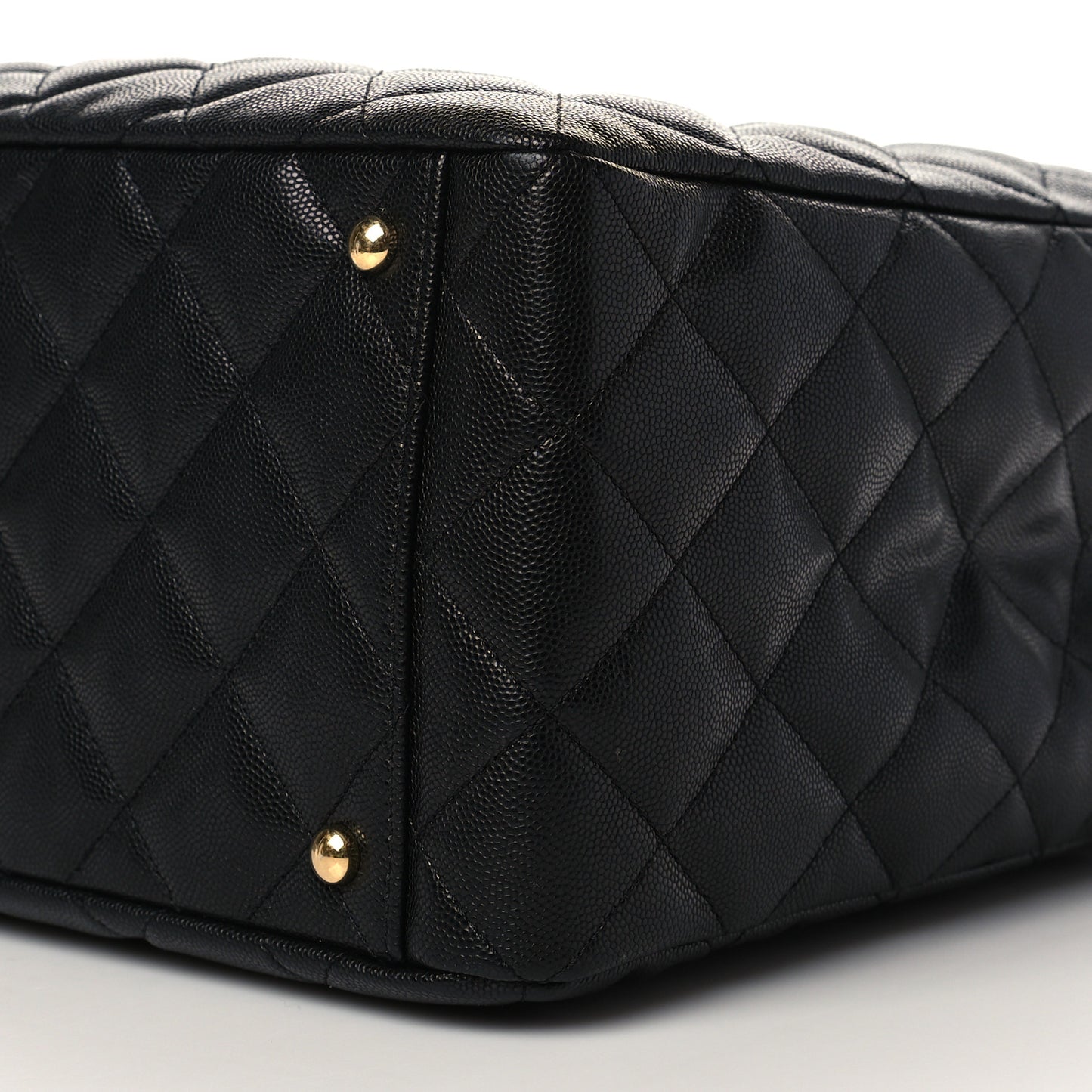 Caviar Quilted Large Classic Shopping Tote Black