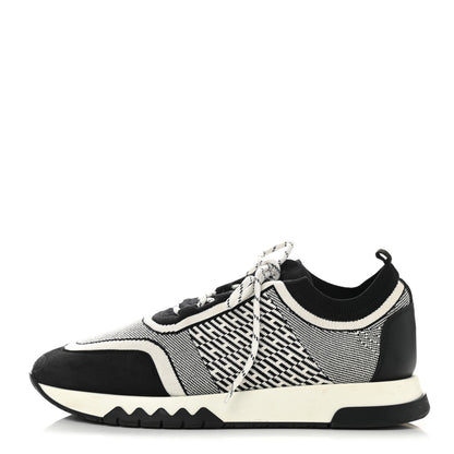 Hermes Knit Goatskin Mens Addict Sneakers 41 Black White 1 of 9
