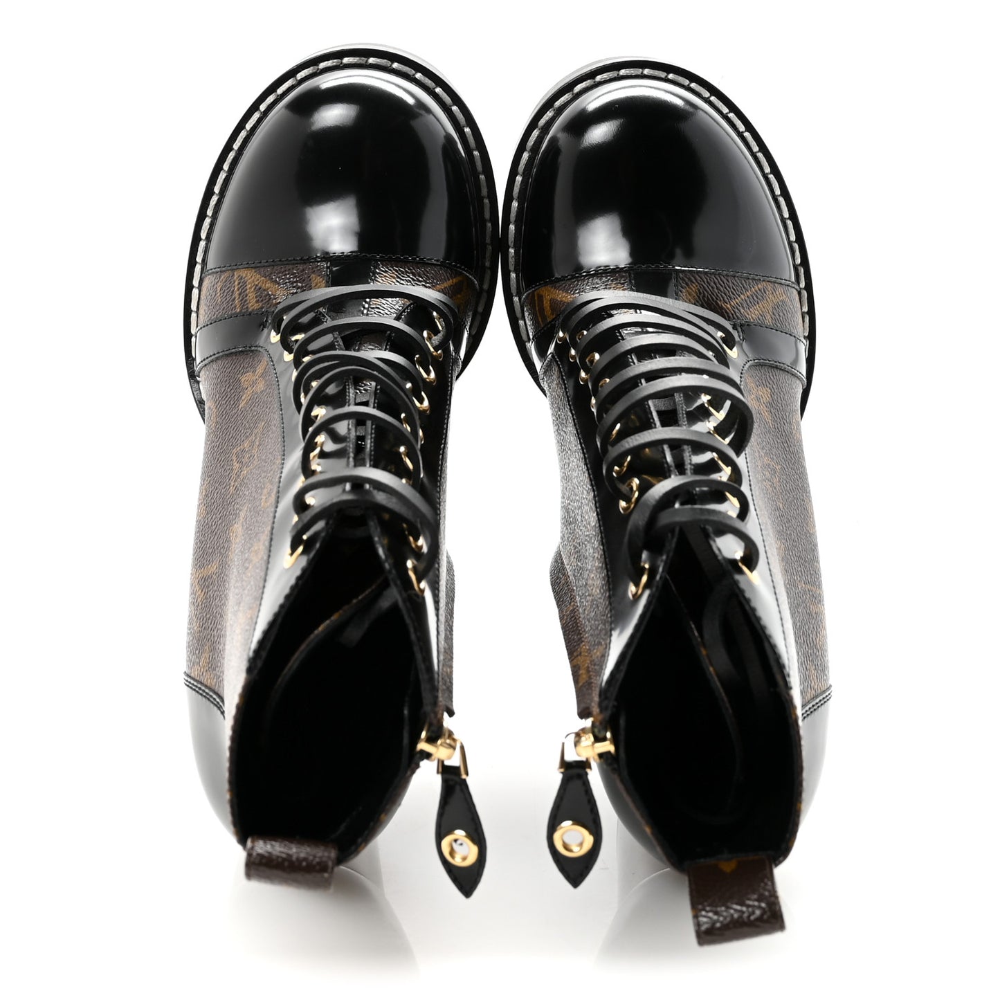 Patent Calfskin Monogram Star Trail Ankle Boots 39 Black