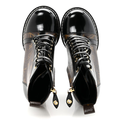 Louis Vuitton Patent Calfskin Monogram Star Trail Ankle Boots 39 Black 2 of 8