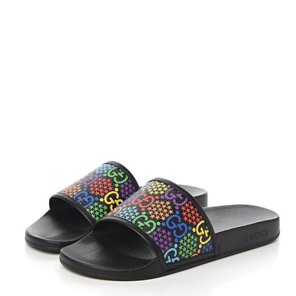 Gucci GG Supreme Monogram Psychedelic Mens Slide Sandals 10 Black Multicolor 3 of 11