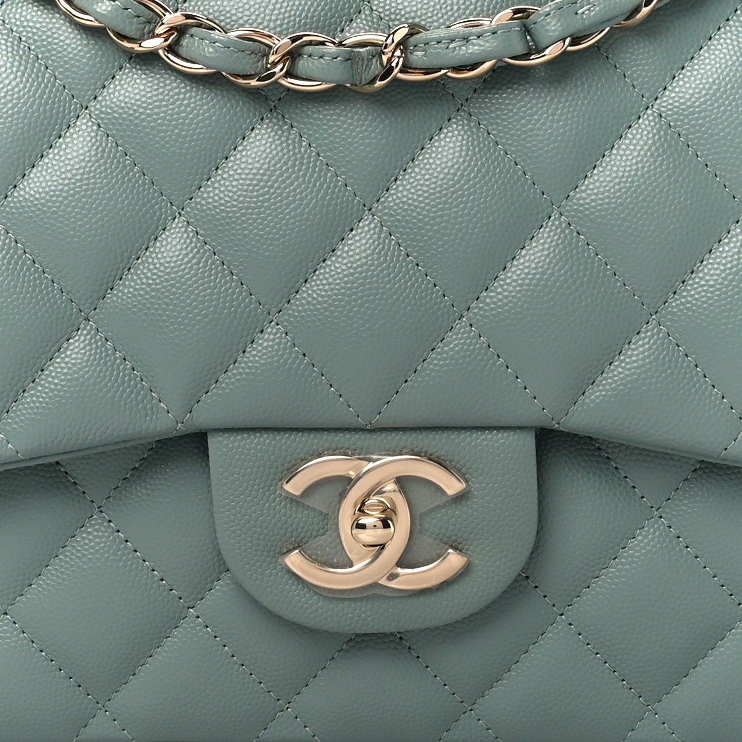 Chanel Caviar Quilted Maxi Double Flap Light Blue 9 of 11