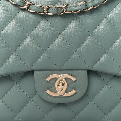 Chanel Caviar Quilted Maxi Double Flap Light Blue 9 of 11