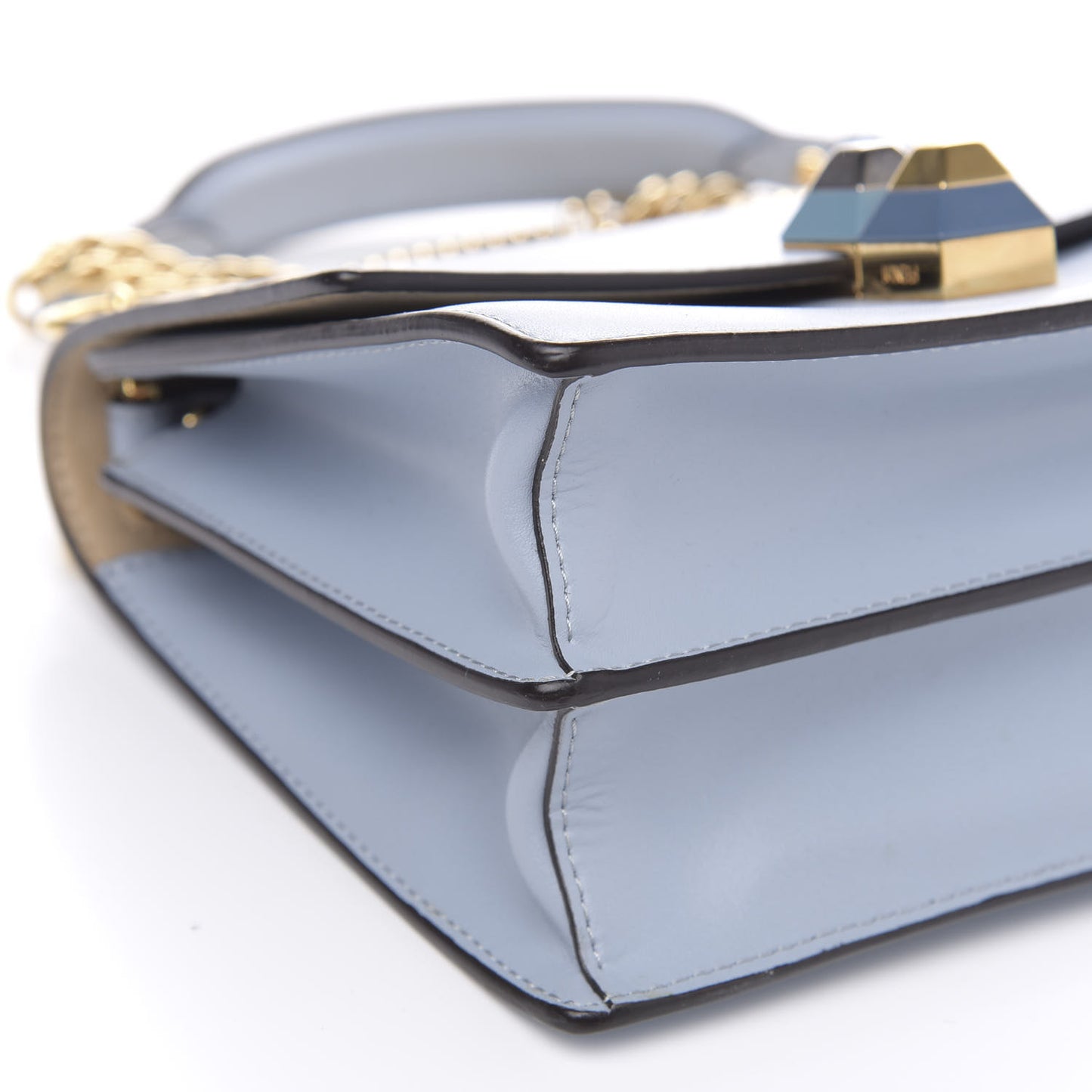 Vitello Liberty Studded Small Kan I Shoulder Bag Azzurro Polvere